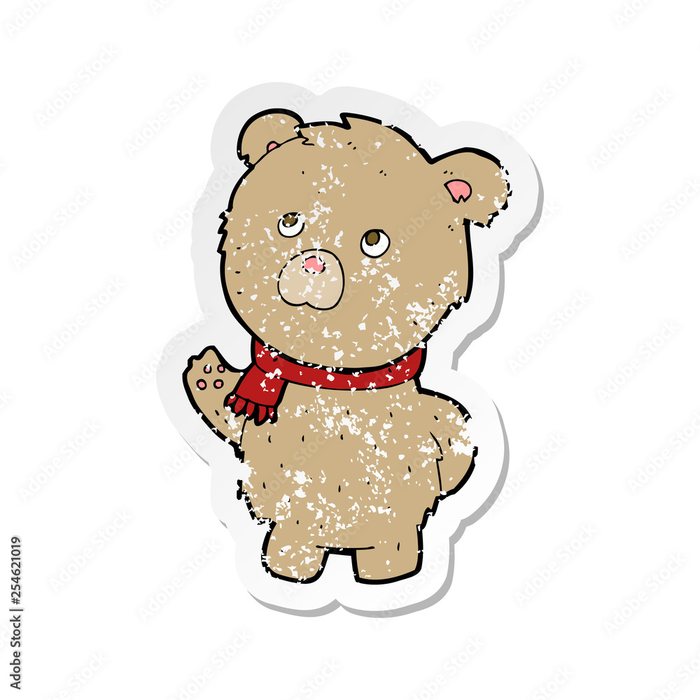 retro distressed sticker of a cartoon teddy bear retro distressed sticker of a cartoon teddy bear
