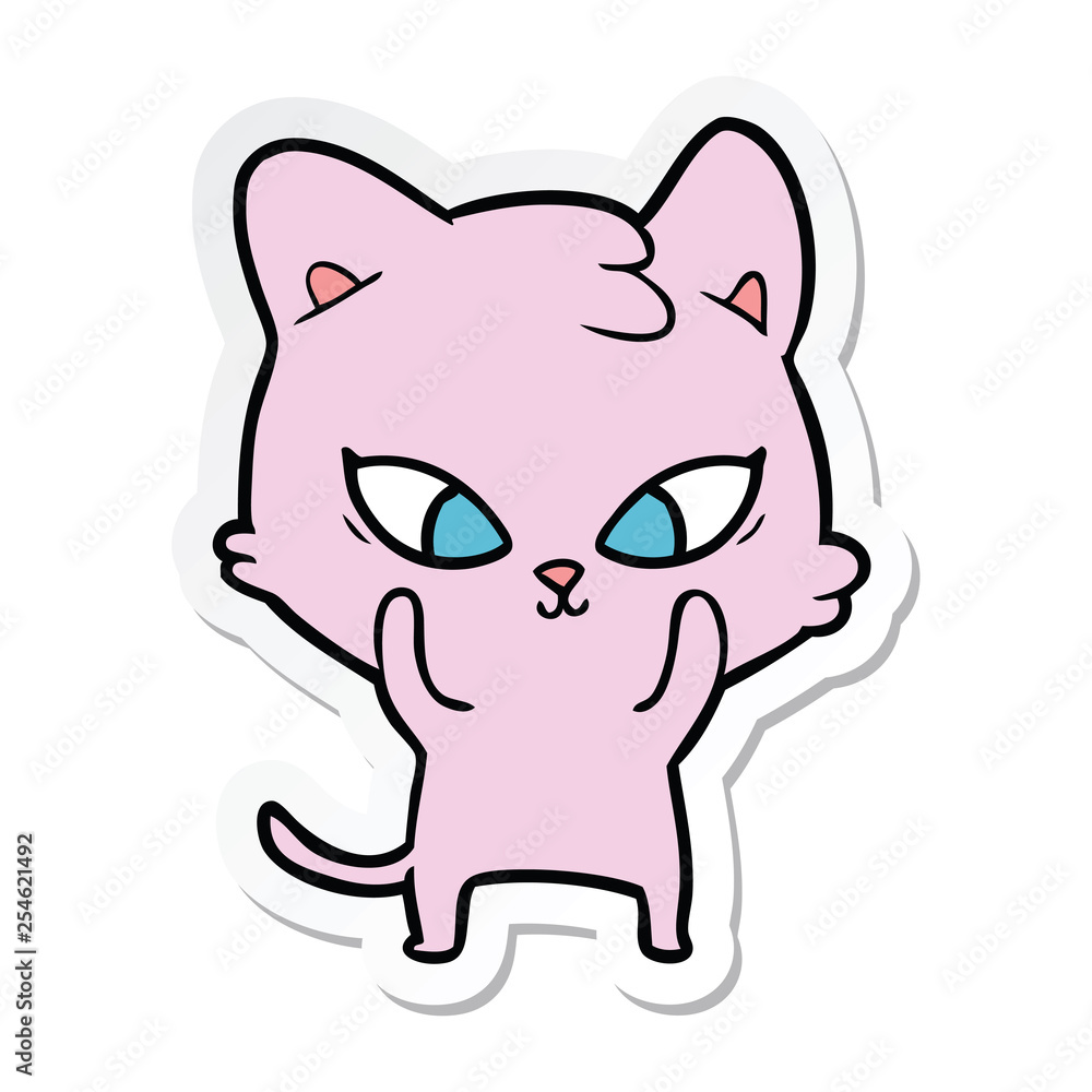sticker of a cute cartoon cat sticker of a cute cartoon cat