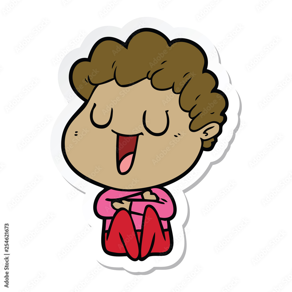 sticker of a laughing cartoon man sticker of a laughing cartoon man
