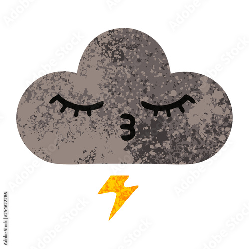 retro illustration style cartoon storm cloud