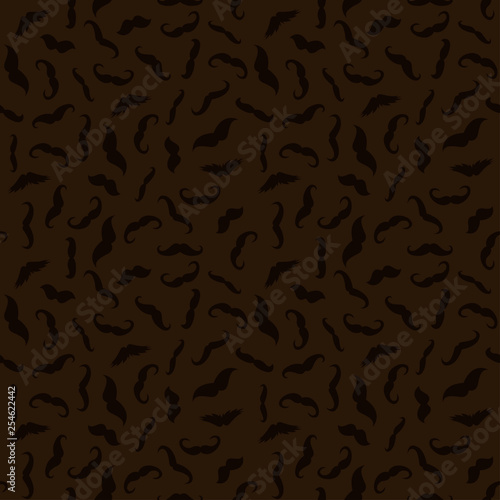Man mustache photobooth art seamless dark brown wallpaper pattern