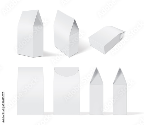 white paper packaging mock up  view from different sides