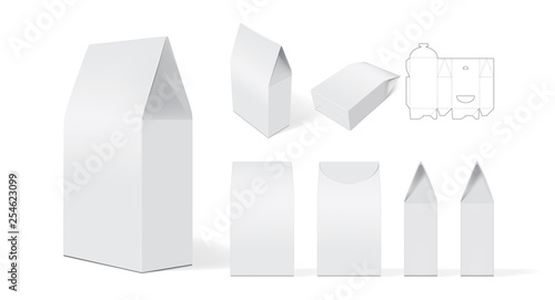white paper packaging mock up vector view from different sides
