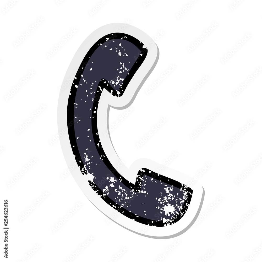 distressed sticker of a cute cartoon phone distressed sticker of a cute cartoon phone