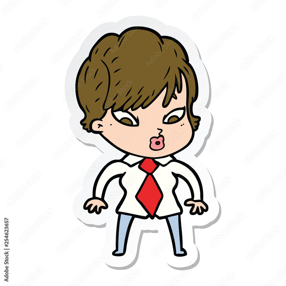 sticker of a cartoon woman sticker of a cartoon woman