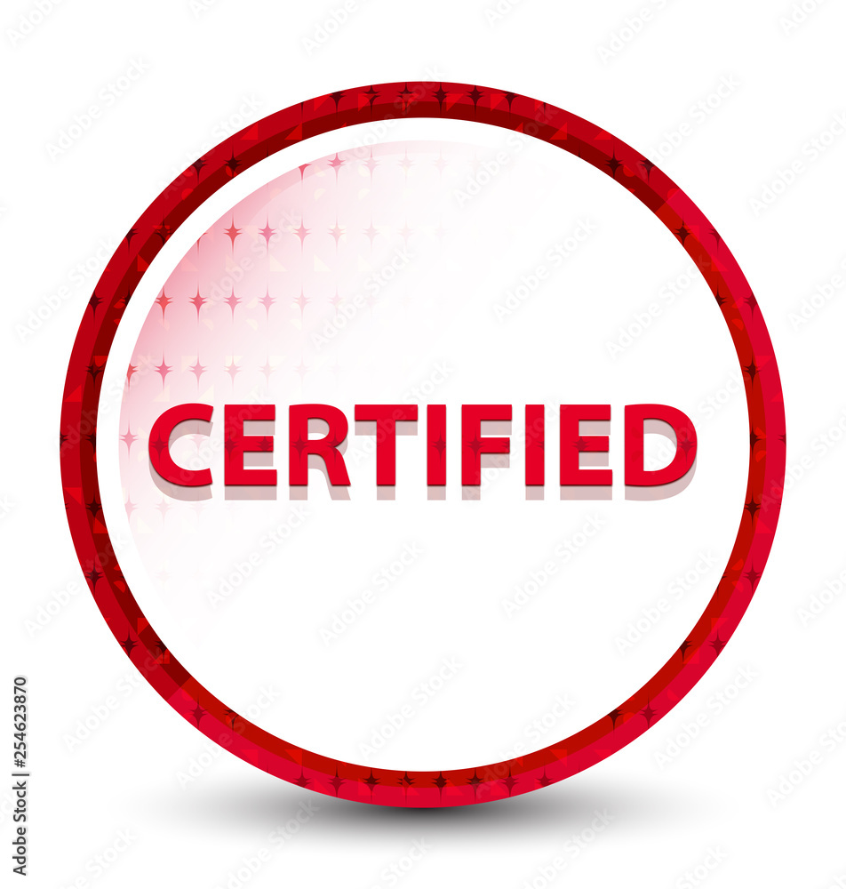 Certified misty frozen red round button Certified misty frozen red round button