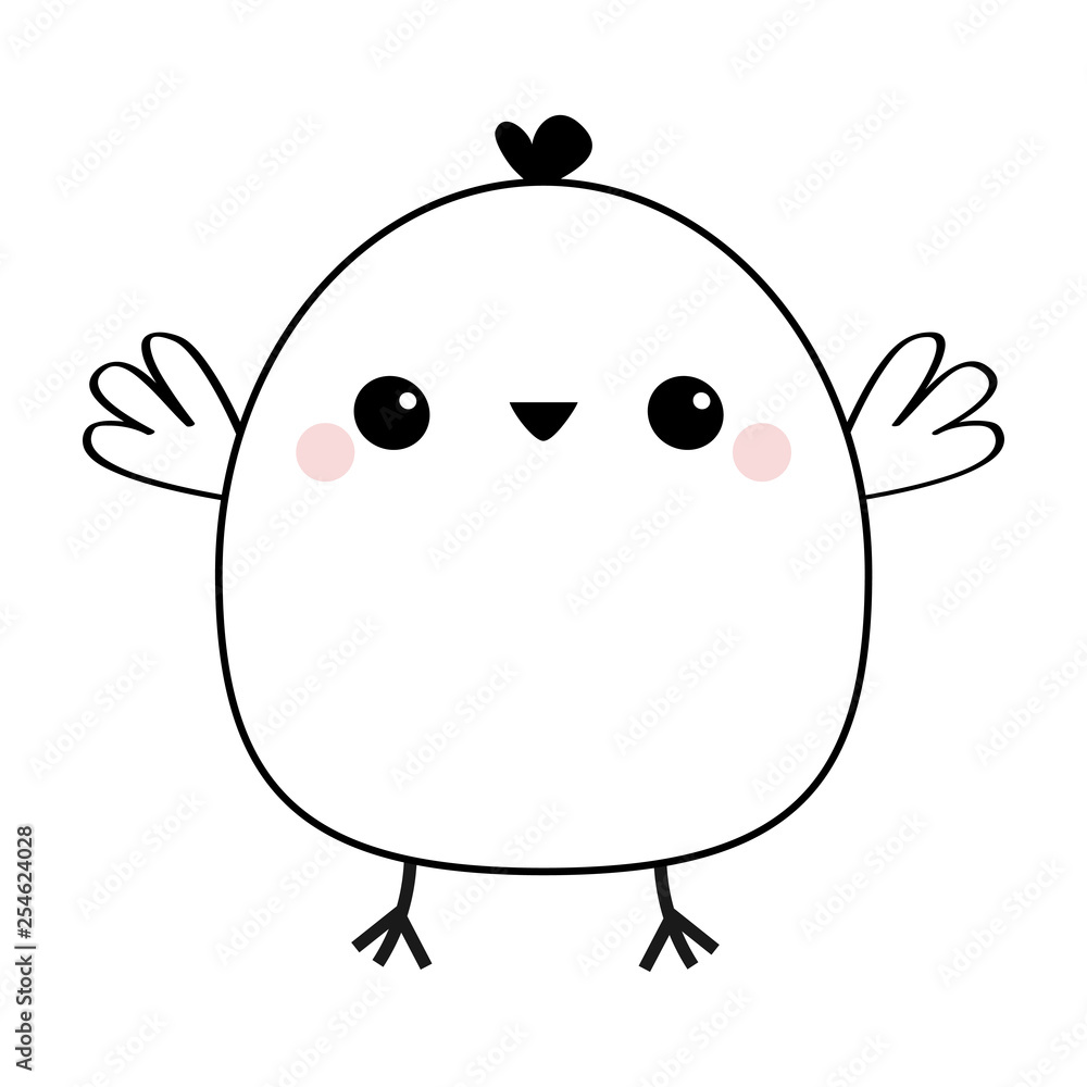 Obraz premium Chicken bird head face line icon. Cute cartoon kawaii funny baby character. Happy Easter. Doodle linear sketch. Black contour silhouette. Flat design. Greeting card. White background.