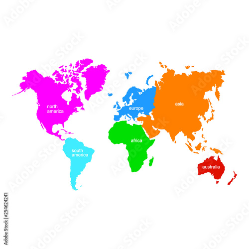 vector icon with world map and world continents for your design