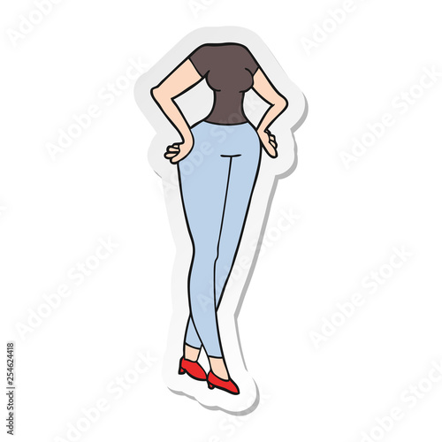 sticker of a cartoon headless body
