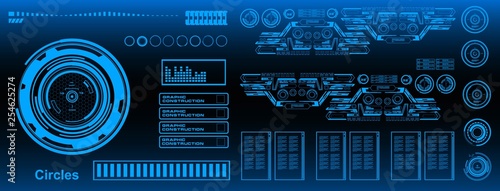 Sci-fi futuristic hud blue dashboard display virtual reality technology screen