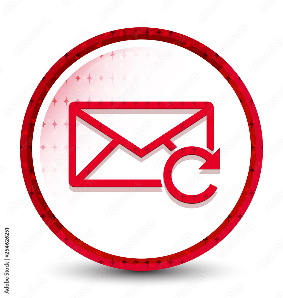 Refresh email icon misty frozen red round button Refresh email icon misty frozen red round button