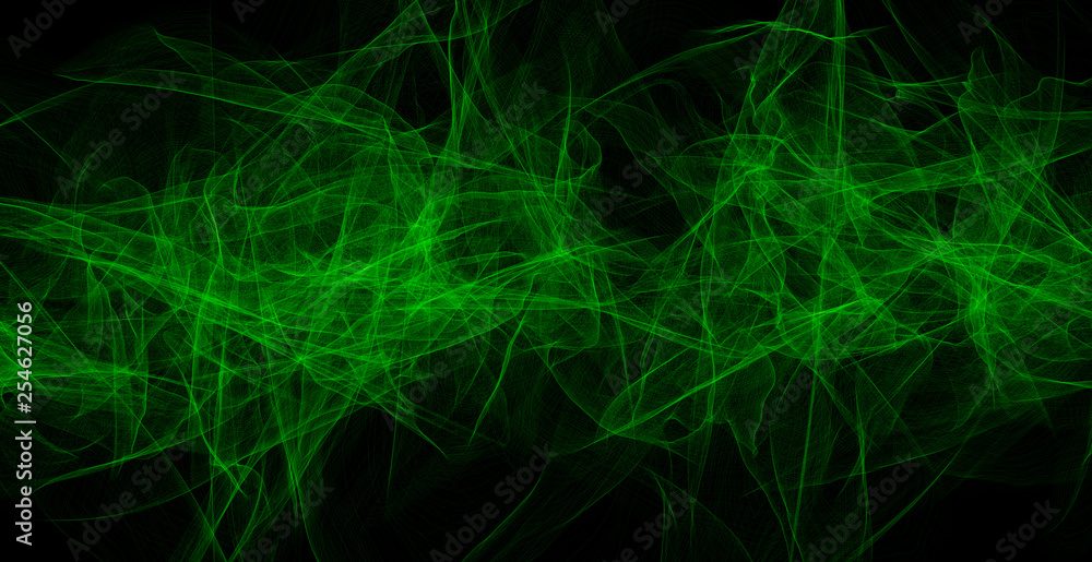 Abstract green  on black background. Fantasy fractal