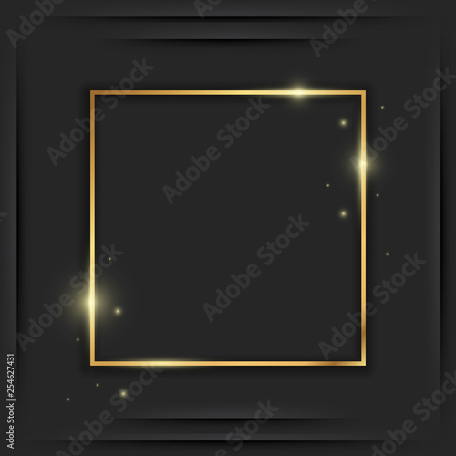 Gold Square Frame or Golden Luxury Rectangular Border