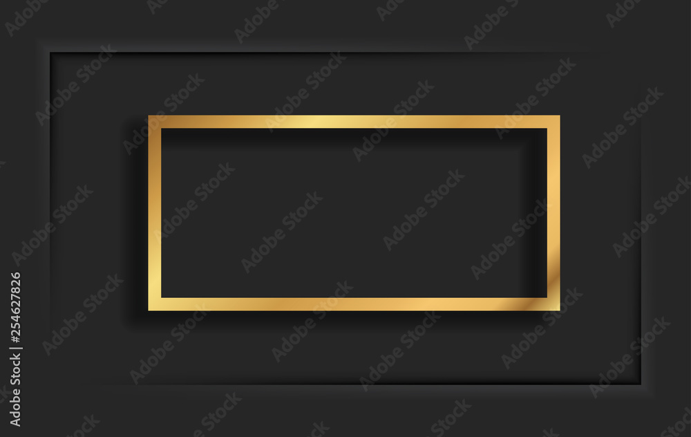 Gold Square Frame or Golden Luxury Rectangular Border