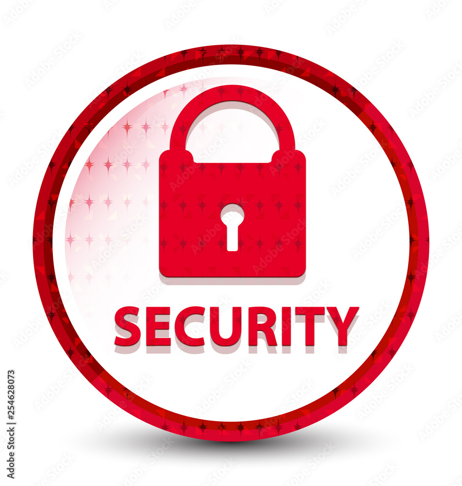 Security (padlock icon) misty frozen red round button Security (padlock icon) misty frozen red round button