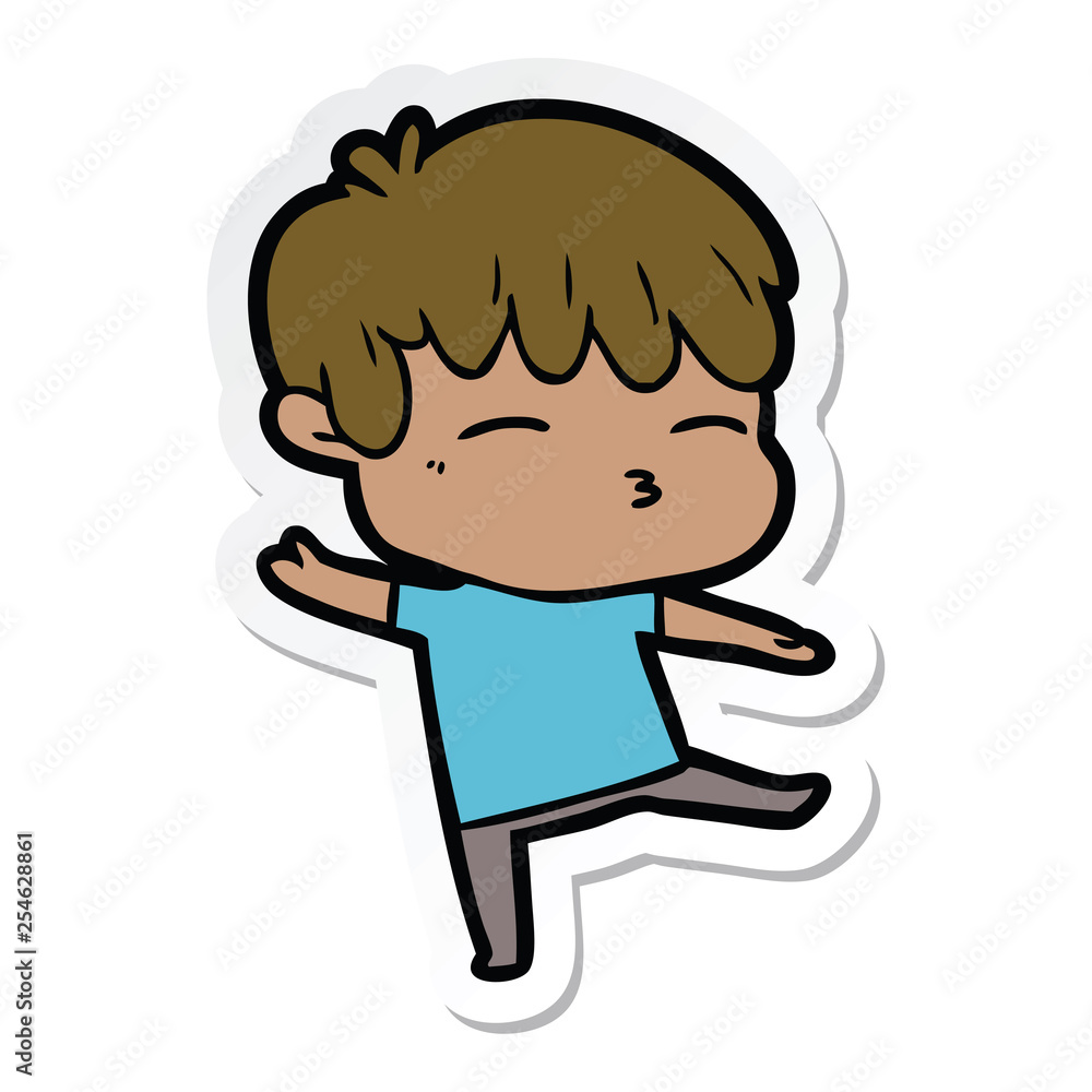 sticker of a cartoon curious boy sticker of a cartoon curious boy