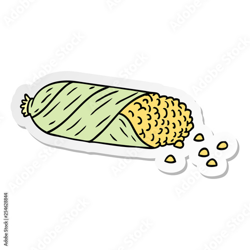 sticker cartoon doodle of fresh corn on the cob