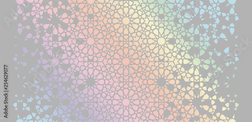 Arabian vector template of modern card for invitation, celebration, save the date, poster, announcement with holographic effect