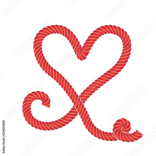 Vector Rope Heart Icon or Love Symbol Frame Isolated