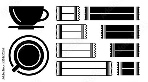 Sugar Sachet Icon or Container Sign with Salt and Paper.