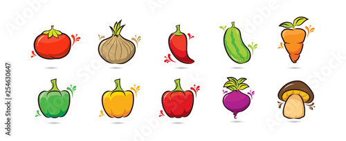 Cartoon happy fresh vegetables