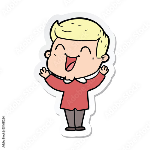 sticker of a cartoon man laughing