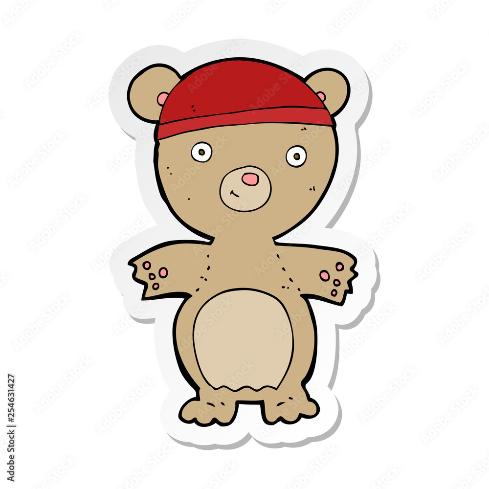 sticker of a cartoon teddy bear sticker of a cartoon teddy bear