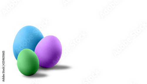 Colorful easter eggs over white background. Happy Easter, holidays decoration