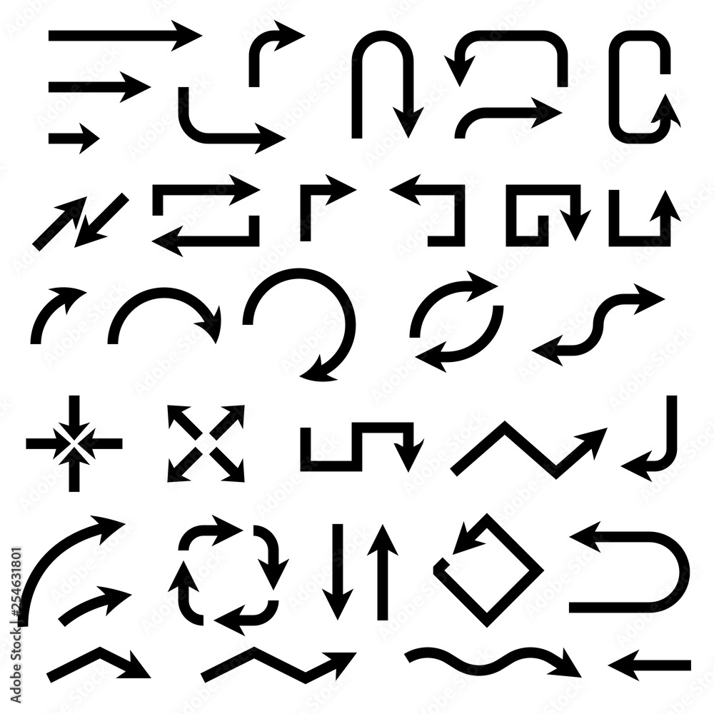 Black bold arrows. Set of symbols Black bold arrows. Set of symbols