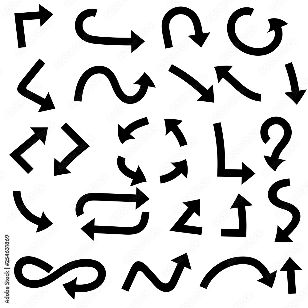 Black bold arrows. Set of symbols Black bold arrows. Set of symbols