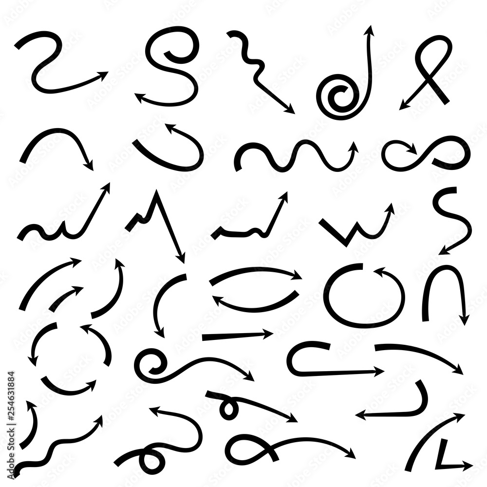 Arrows. Black hand drawn signs Arrows. Black hand drawn signs
