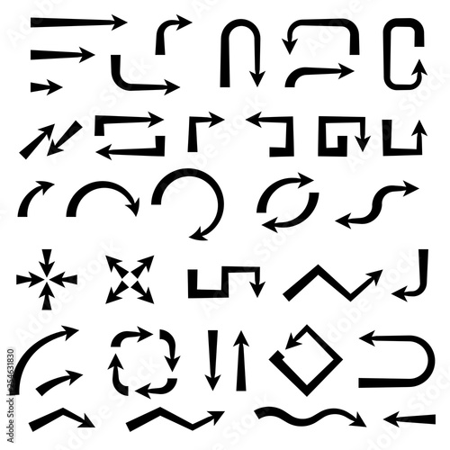 Black bold arrows. Set of symbols