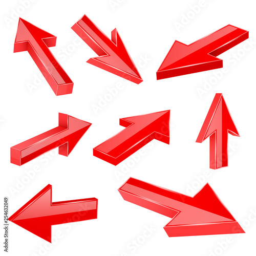 Red straight 3d arrows