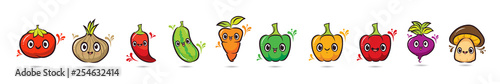 Cute face cartoon vegetables characters
