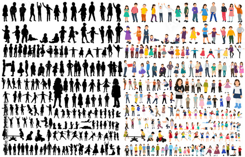 isolated, flat style kids set