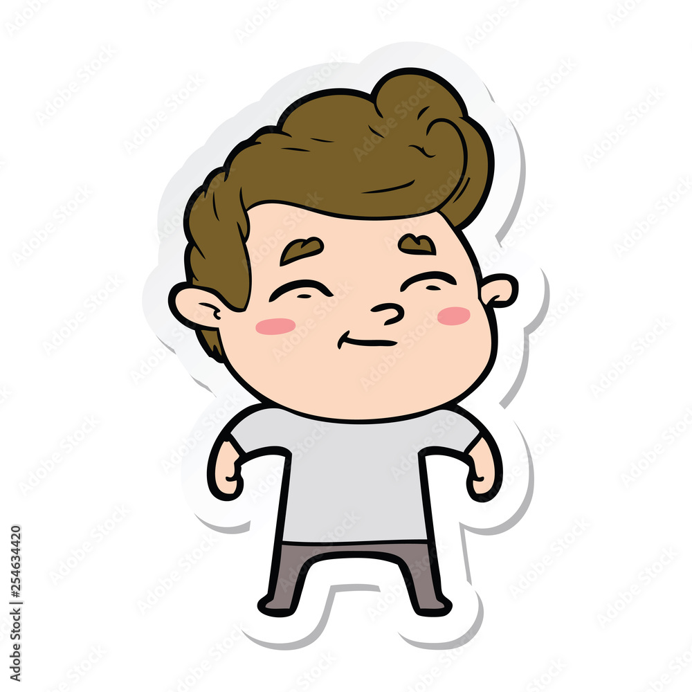sticker of a happy cartoon man sticker of a happy cartoon man