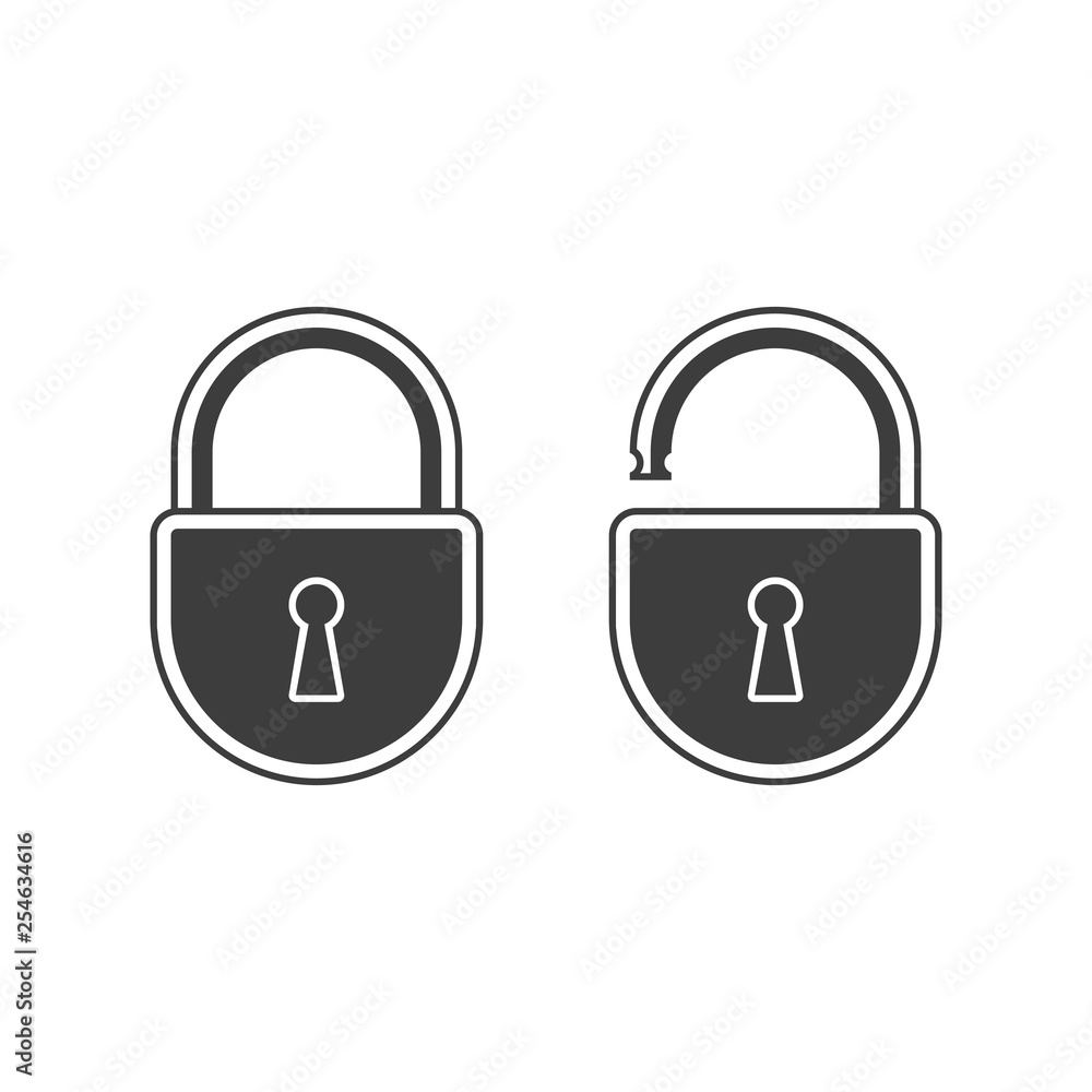 Lock open and lock closed. Lock open and lock closed.
