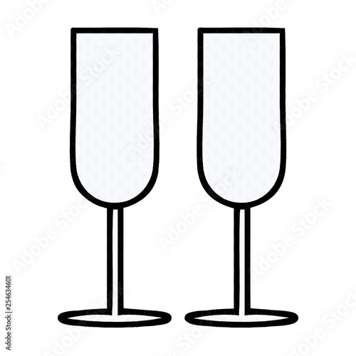 comic book style cartoon champagne flutes