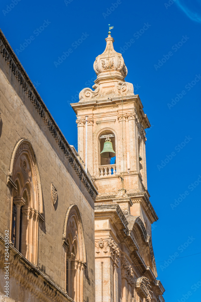 View of old Mdina street and buildings with a traditional Maltese style