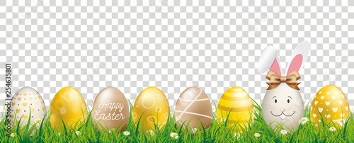 Golden Easter Eggs Hare Ears Transparent Header