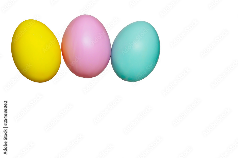 colorful eggs blue yellow pink for easter holiday