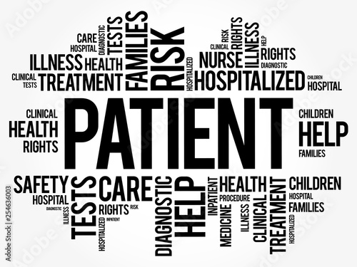 Patient word cloud collage, health concept background