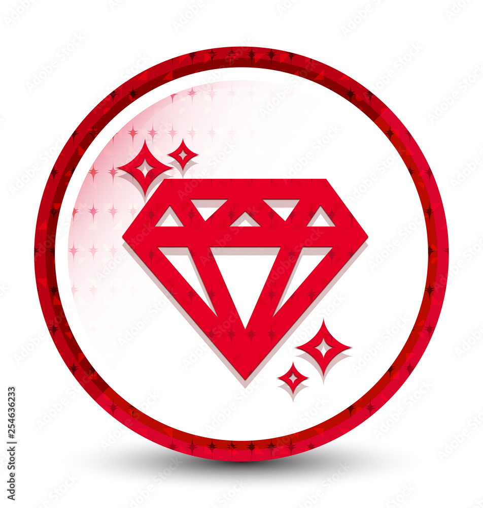 Fototapeta premium Diamond icon misty frozen red round button