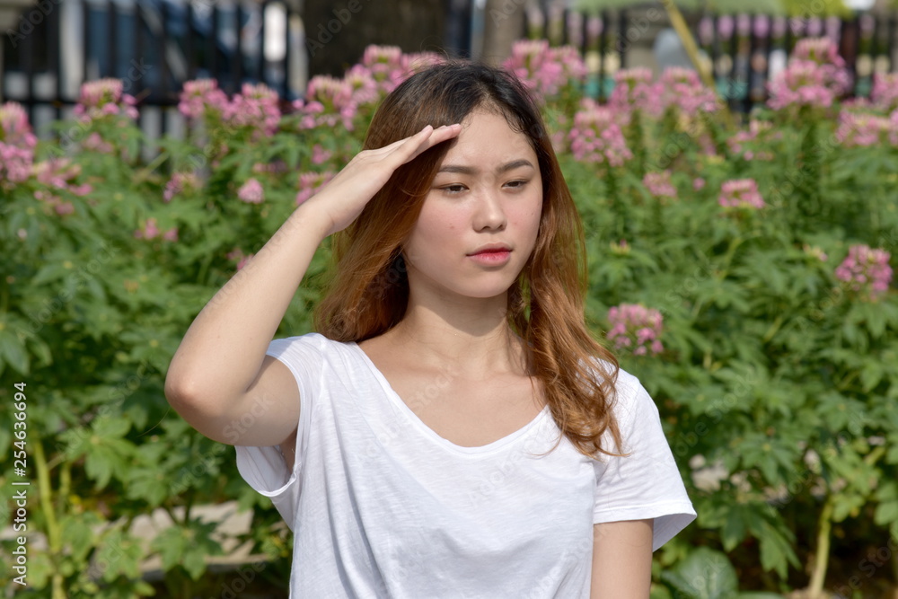 An Asian Woman Saluting An Asian Woman Saluting