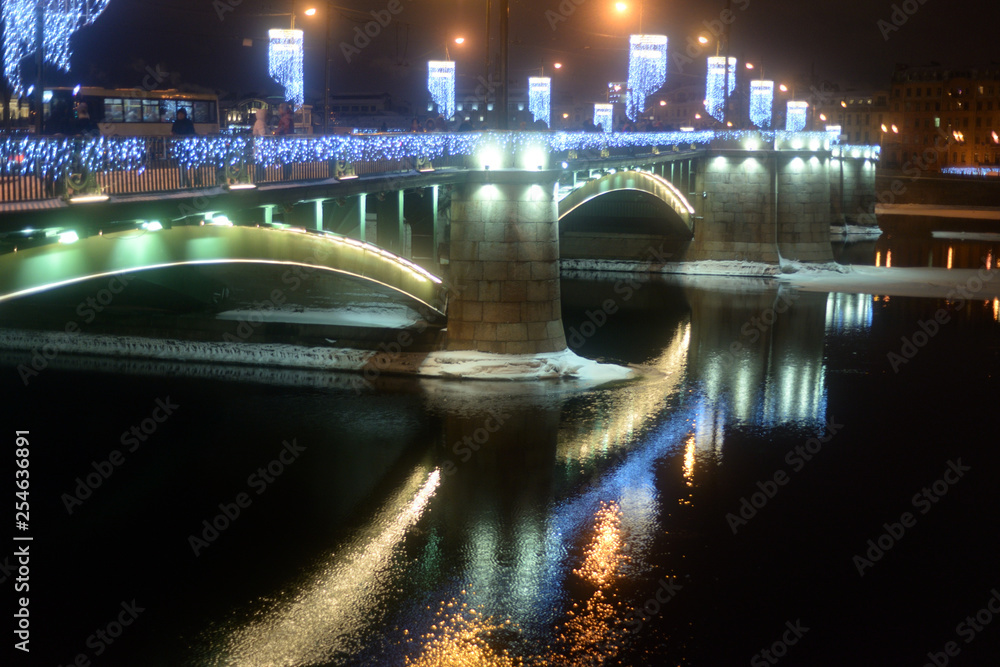 View of Exchange Bridge at winter night.