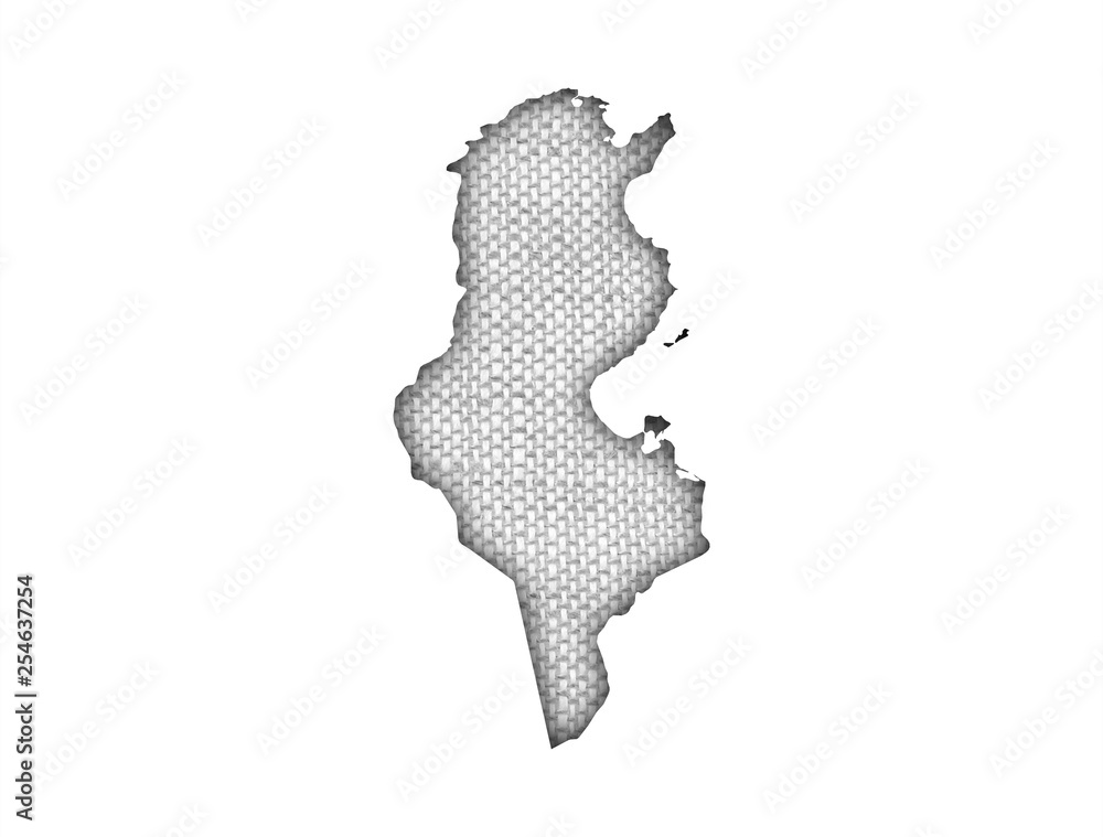 Karte von Tunesien auf altem Leinen