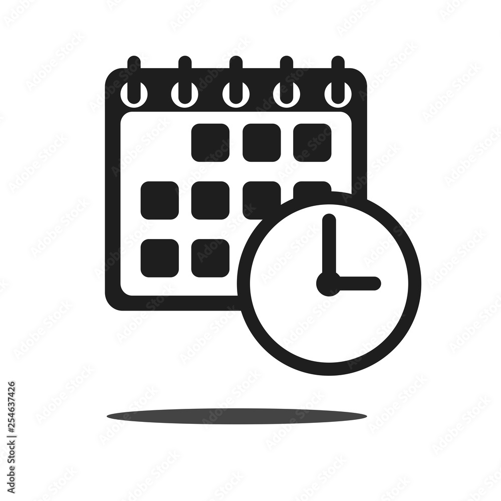 Calendar with clock icon - vector icon Calendar with clock icon - vector icon