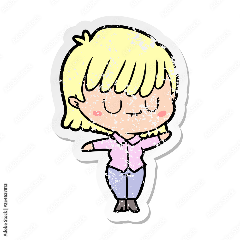 Fototapeta premium distressed sticker of a cartoon woman
