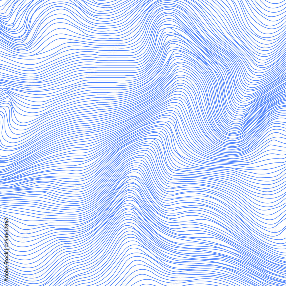 Blue Wave Stripe Background. Grunge Line Textured Pattern