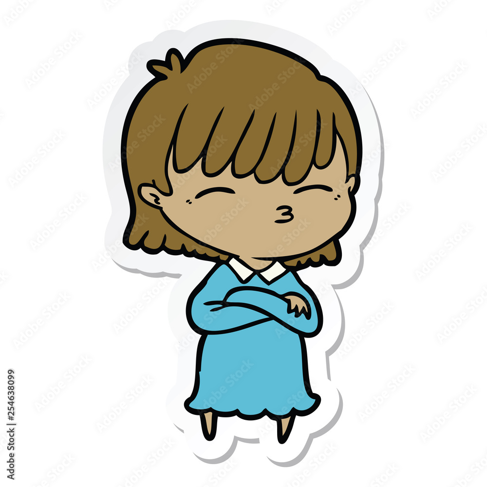 sticker of a cartoon woman
